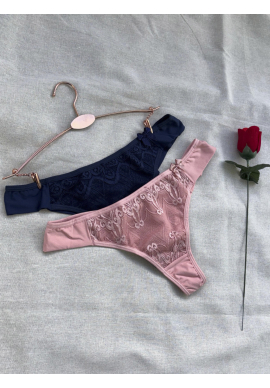 Calcinha Syndra fio dental duplo de Microfibra e Renda