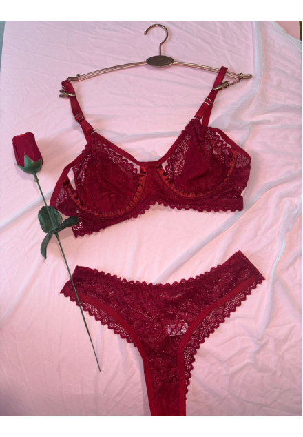 Conjunto Lingerie Sedução sem Bojo de Renda Conjunto Lingerie Sedução sem Bojo de Renda
