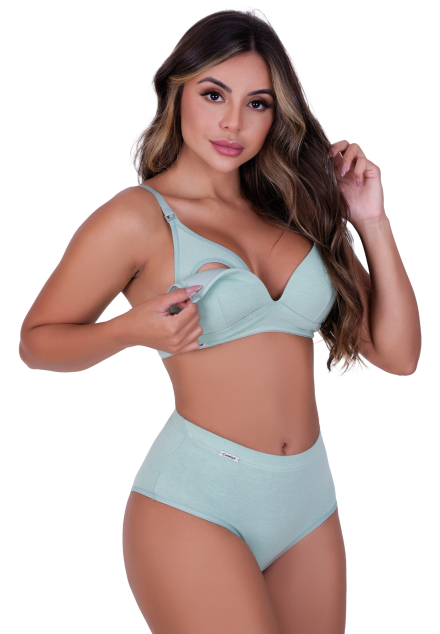 Conjunto de Amamentação Bojo Soft de Algodão com Elastano