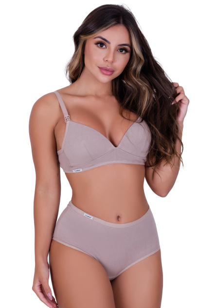 Conjunto de Amamentação Bojo Soft de Algodão com Elastano