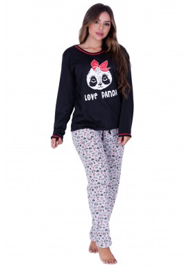 Pijama Love Panda de Malha PV (ADULTO) Pijama Love Panda de Malha PV (ADULTO)