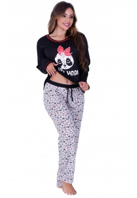 Pijama Love Panda de Malha PV (ADULTO)