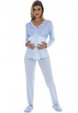 Pijama Gestante Malha Canelada (LUXO) Pijama Gestante Malha Canelada (LUXO)