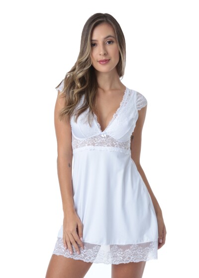 Camisola Luiza de Microfibra Light e Renda