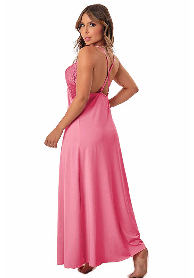 Camisola Lara Longa de Microfibra Light e Renda