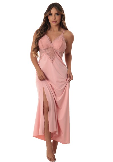 Camisola Lara Longa de Microfibra Light e Renda