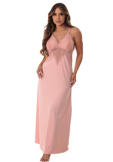 Camisola Lara Longa de Microfibra Light e Renda