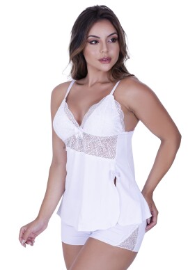 Short Doll Lizandra de Microfibra Light e Renda