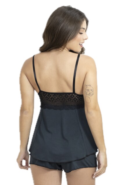 Short Doll Ellen de Microfibra Light e Renda
