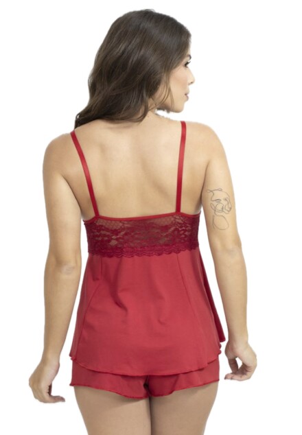 Short Doll Ellen de Microfibra Light e Renda