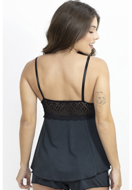 Short Doll Ellen de Microfibra Light e Renda