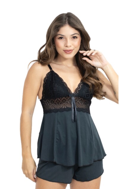 Short Doll Ellen de Microfibra Light e Renda