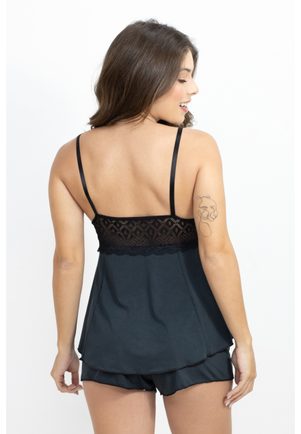Short Doll Ellen de Microfibra Light e Renda