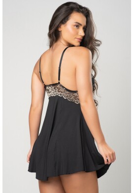 Camisola Valentina de Microfibra Light e Renda Bicolor