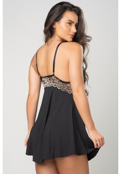 Camisola Valentina de Microfibra Light e Renda Bicolor