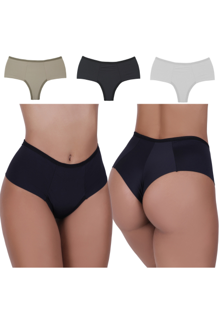 Kit Calcinha Athena Fio Duplo Modeladora Microfibra 3 Peças