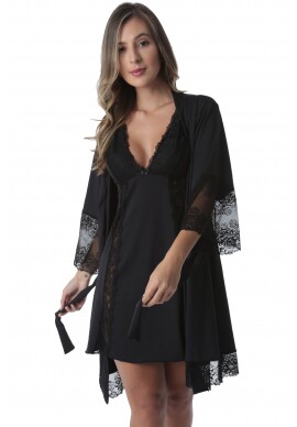 Robe Medusa de Microfibra Light e Renda