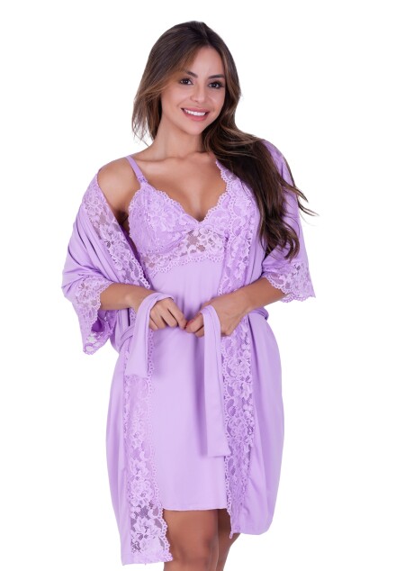 Robe Sofia de Microfibra Light e Renda