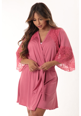 Robe Mia de Microfibra Light e Renda