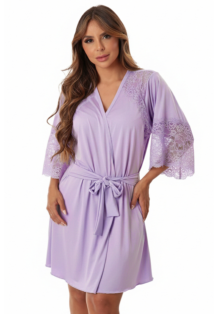 Robe Mia de Microfibra Light e Renda