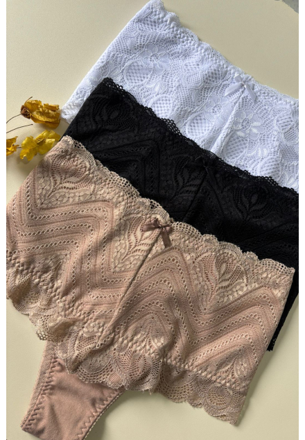 Calcinha Modeladora em Algodão com Elastao e Renda