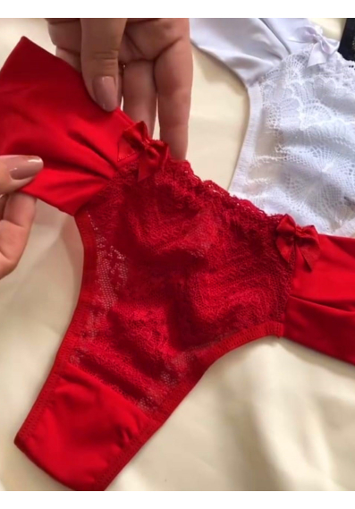 Calcinha Fio Duplo e Pala Dupla de Microfbra com Renda