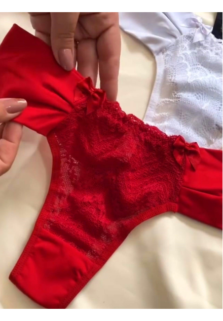 Calcinha Fio Duplo e Pala Dupla de Microfbra com Renda