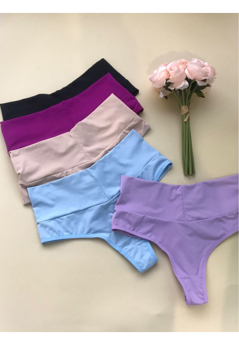 Calcinha Fio Duplo com cós Cintura Alta de Microfibra