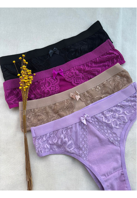 Calcinha Conforto de Algodão com Elastano e Renda Calcinha Conforto de Algodão com Elastano e Renda